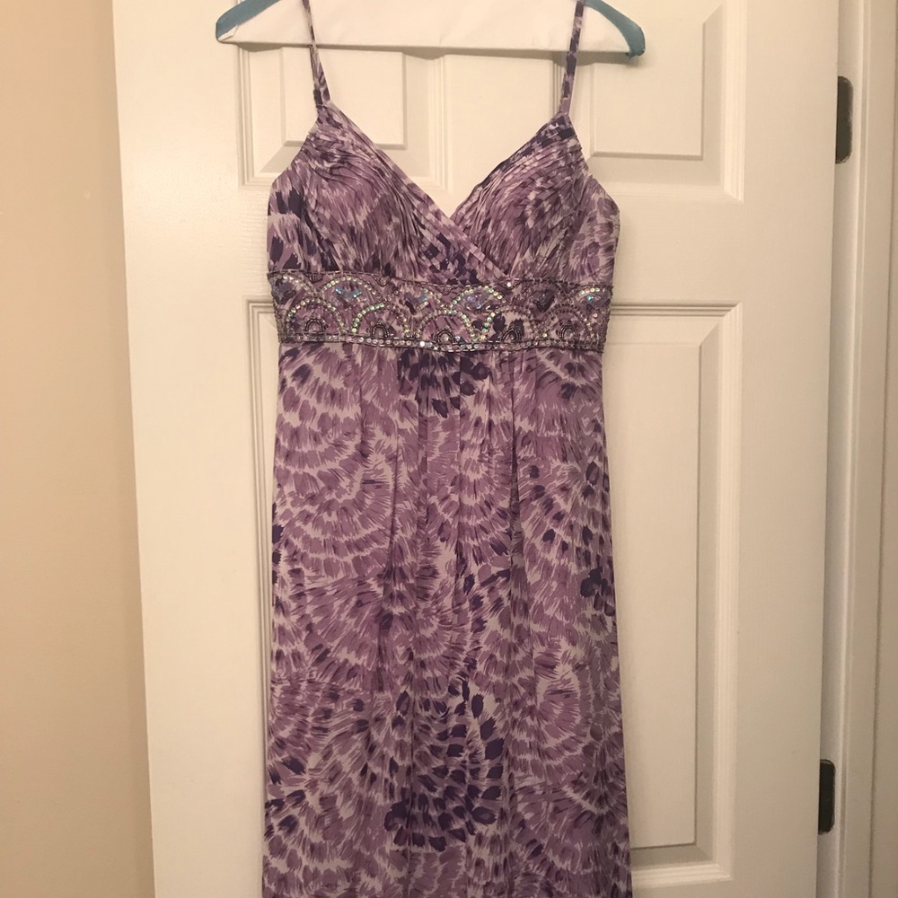 purple chiffon prom dress